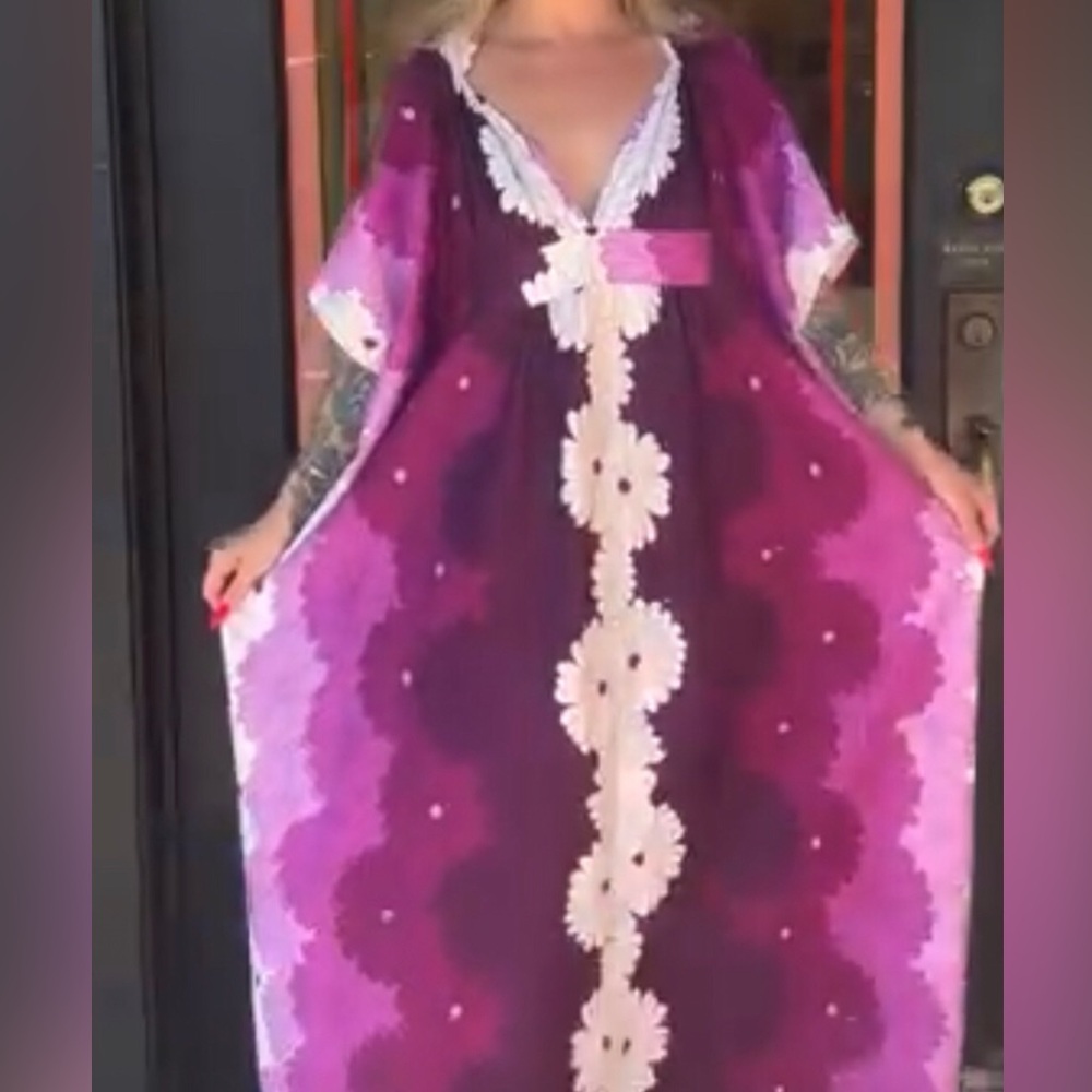 1960s psychedelic Pake Muu dress with trim tassel sleeve